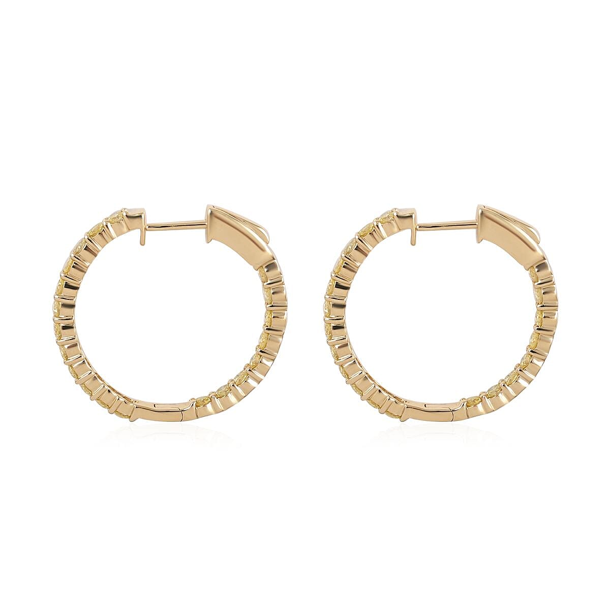 Ankur Treasure Chest 14K Yellow Gold Natural Yellow Diamond I1 Inside Out Hoop Earrings 5.70 Grams 2.00 ctw