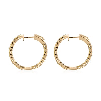 Ankur Treasure Chest 14K Yellow Gold Natural Yellow Diamond I1 Inside Out Hoop Earrings 5.70 Grams 2.00 ctw