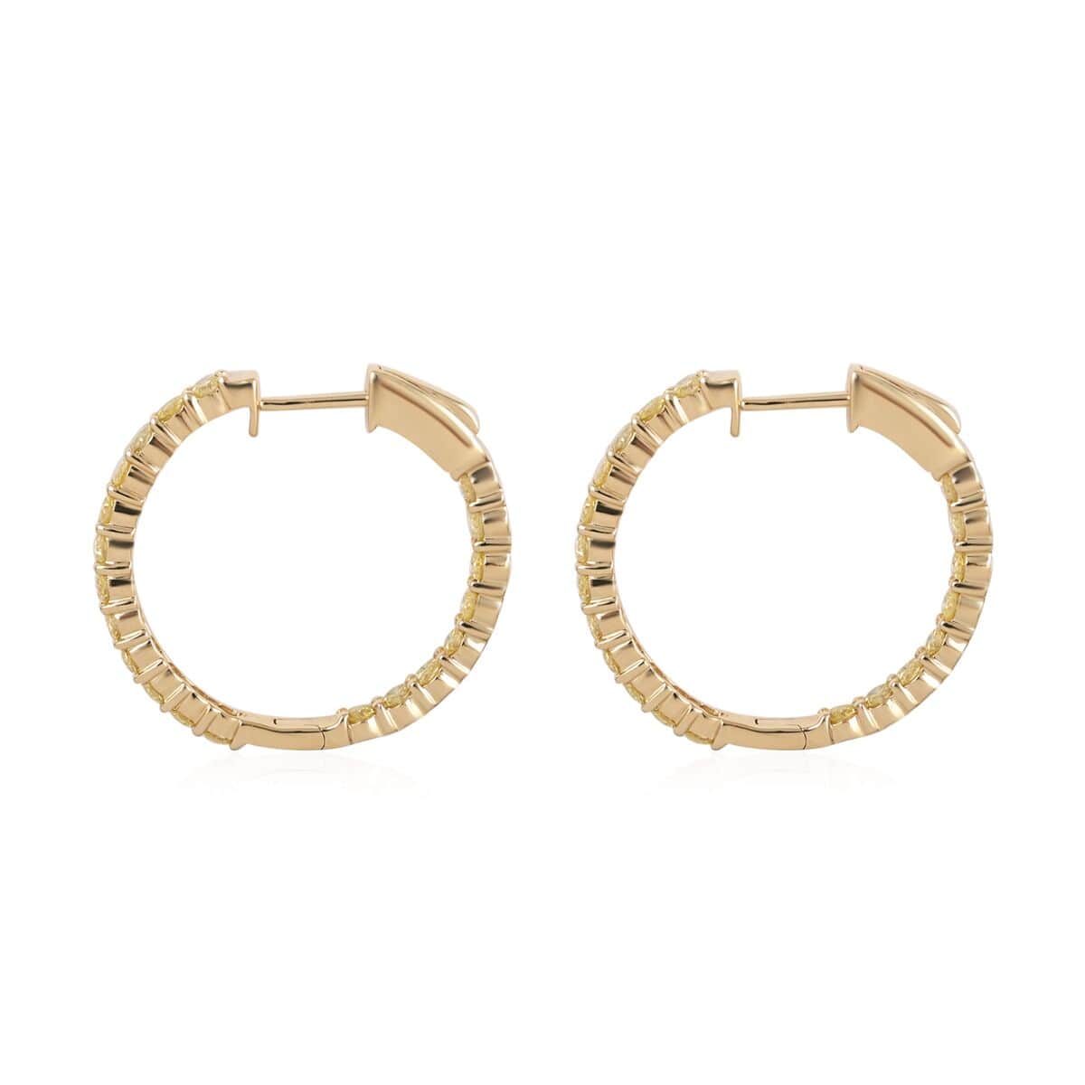 Ankur Treasure Chest 14K Yellow Gold Natural Yellow Diamond I1 Inside Out Hoop Earrings 5.70 Grams 2.00 ctw image number 3