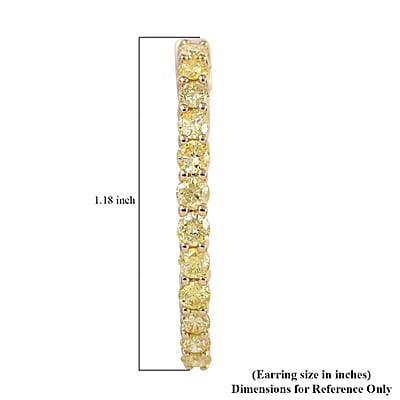 Ankur Treasure Chest 14K Yellow Gold Natural Yellow Diamond I1 Inside Out Hoop Earrings 5.70 Grams 2.00 ctw