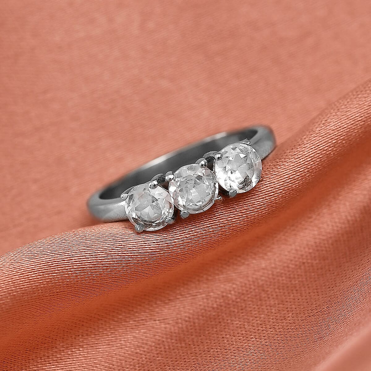 Lab Created White Sapphire Ring in Stainless Steel (Size 6.0) 1.30 ctw image number 1