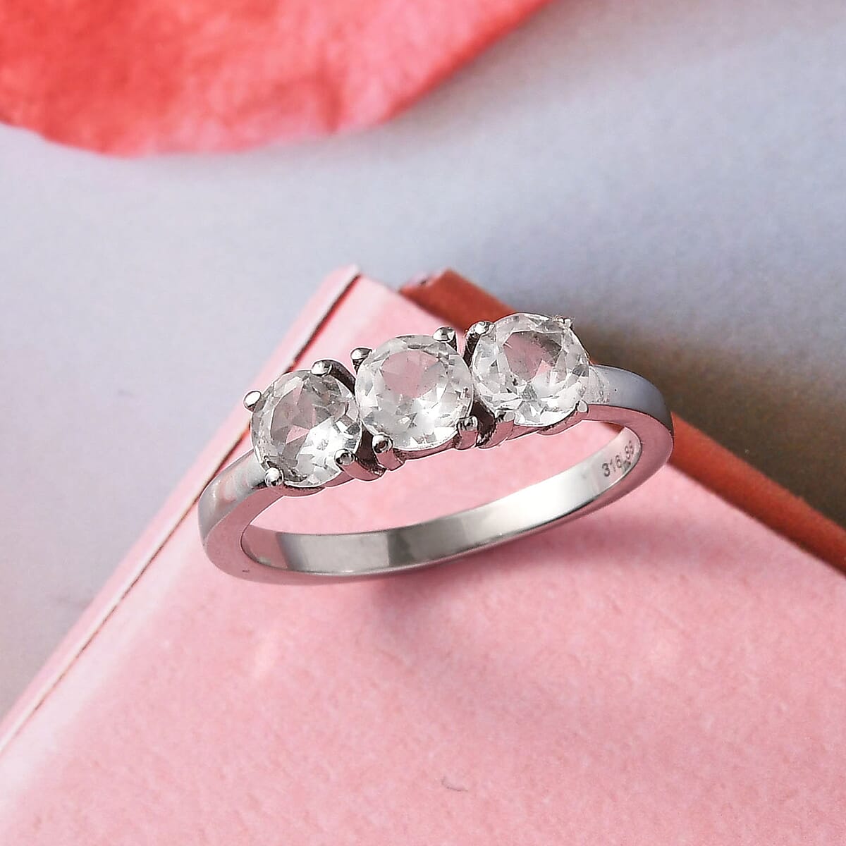 Lab Created White Sapphire Ring in Stainless Steel (Size 6.0) 1.30 ctw image number 2