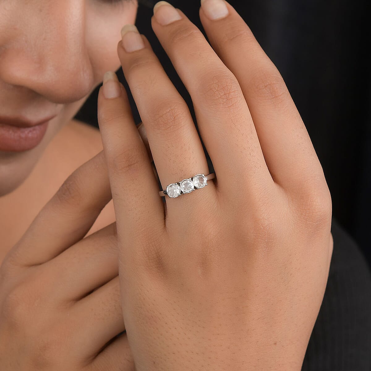 Lab Created White Sapphire Ring in Stainless Steel (Size 6.0) 1.30 ctw image number 4