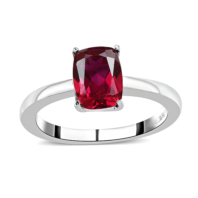 Lab Created Ruby Solitaire Ring in Stainless Steel (Size 6.0) 1.50 ctw