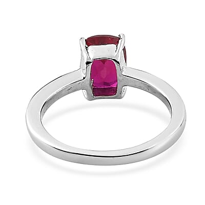Lab Created Ruby Solitaire Ring in Stainless Steel (Size 6.0) 1.50 ctw
