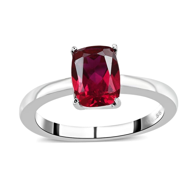 Lab Created Ruby Solitaire Ring in Stainless Steel (Size 7.0) 1.50 ctw