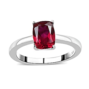 Lab Created Ruby Solitaire Ring in Stainless Steel (Size 9.0) 1.50 ctw