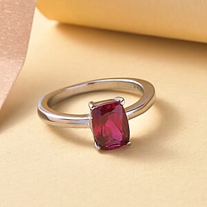 Lab Created Ruby Solitaire Ring in Stainless Steel (Size 9.0) 1.50 ctw