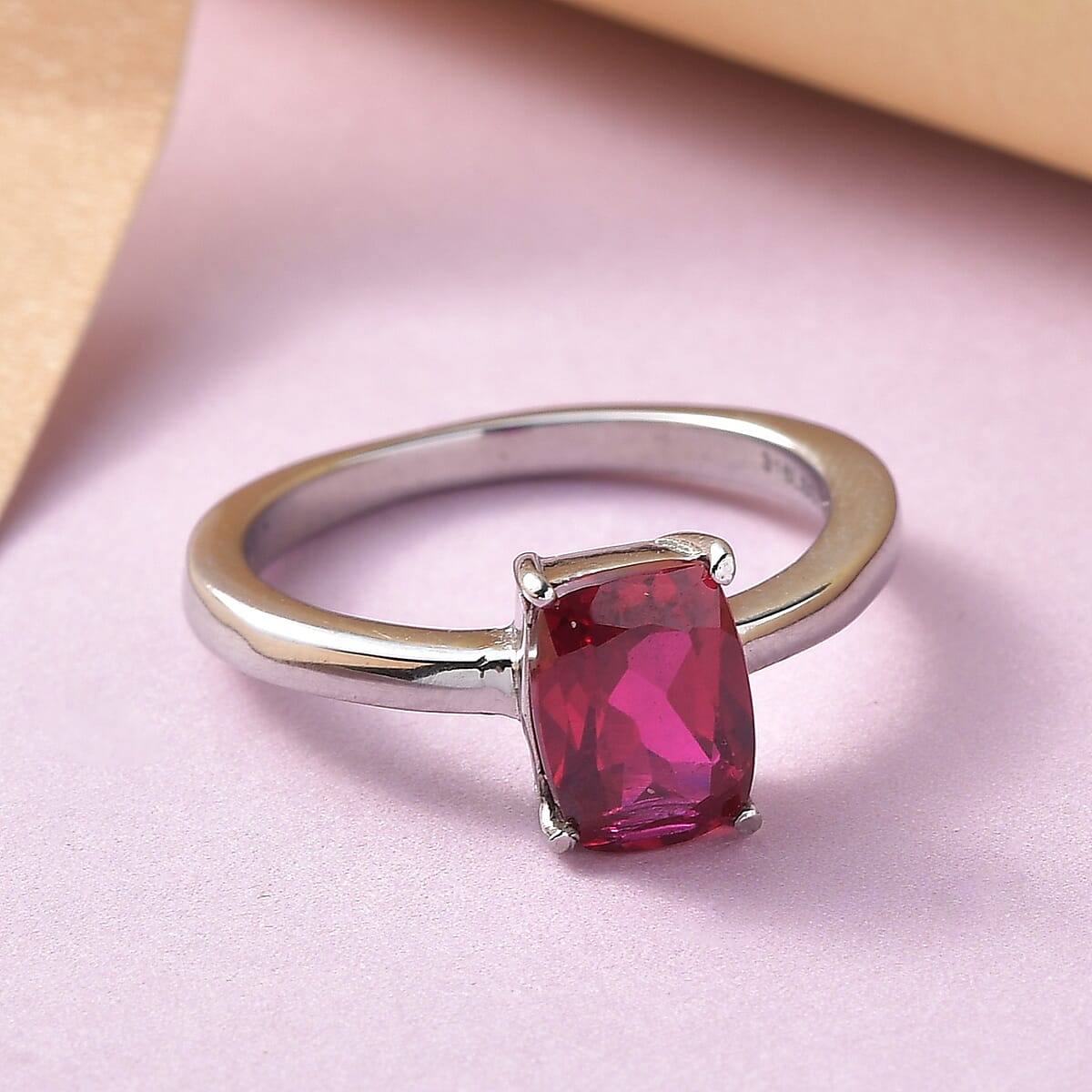 Lab Created Ruby Solitaire Ring in Stainless Steel (Size 9.0) 1.50 ctw image number 2