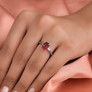 Lab Created Ruby Solitaire Ring in Stainless Steel (Size 9.0) 1.50 ctw