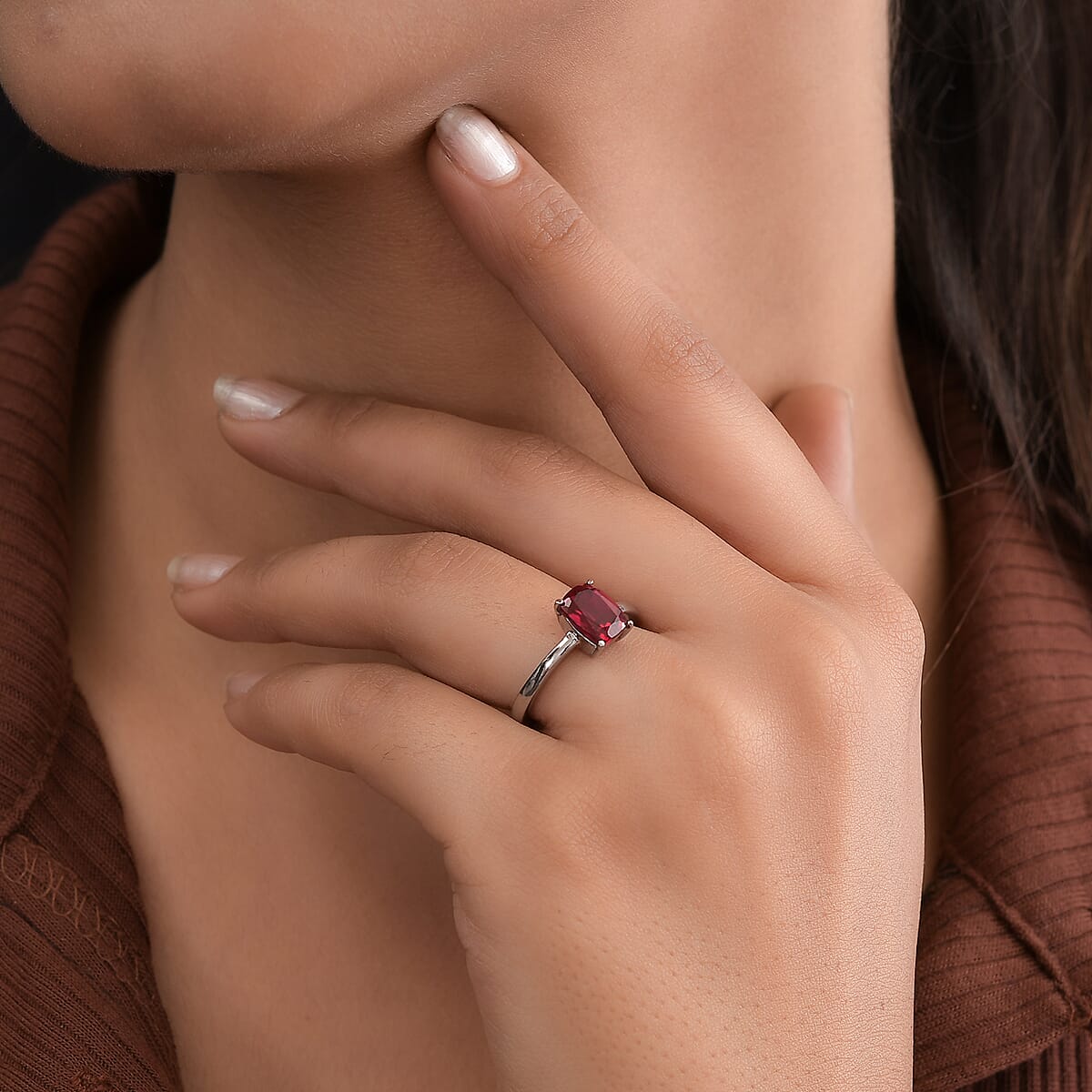 Lab Created Ruby Solitaire Ring in Stainless Steel (Size 9.0) 1.50 ctw image number 4