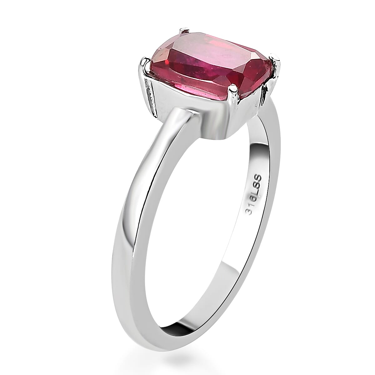 Lab Created Ruby Solitaire Ring in Stainless Steel (Size 9.0) 1.50 ctw image number 5