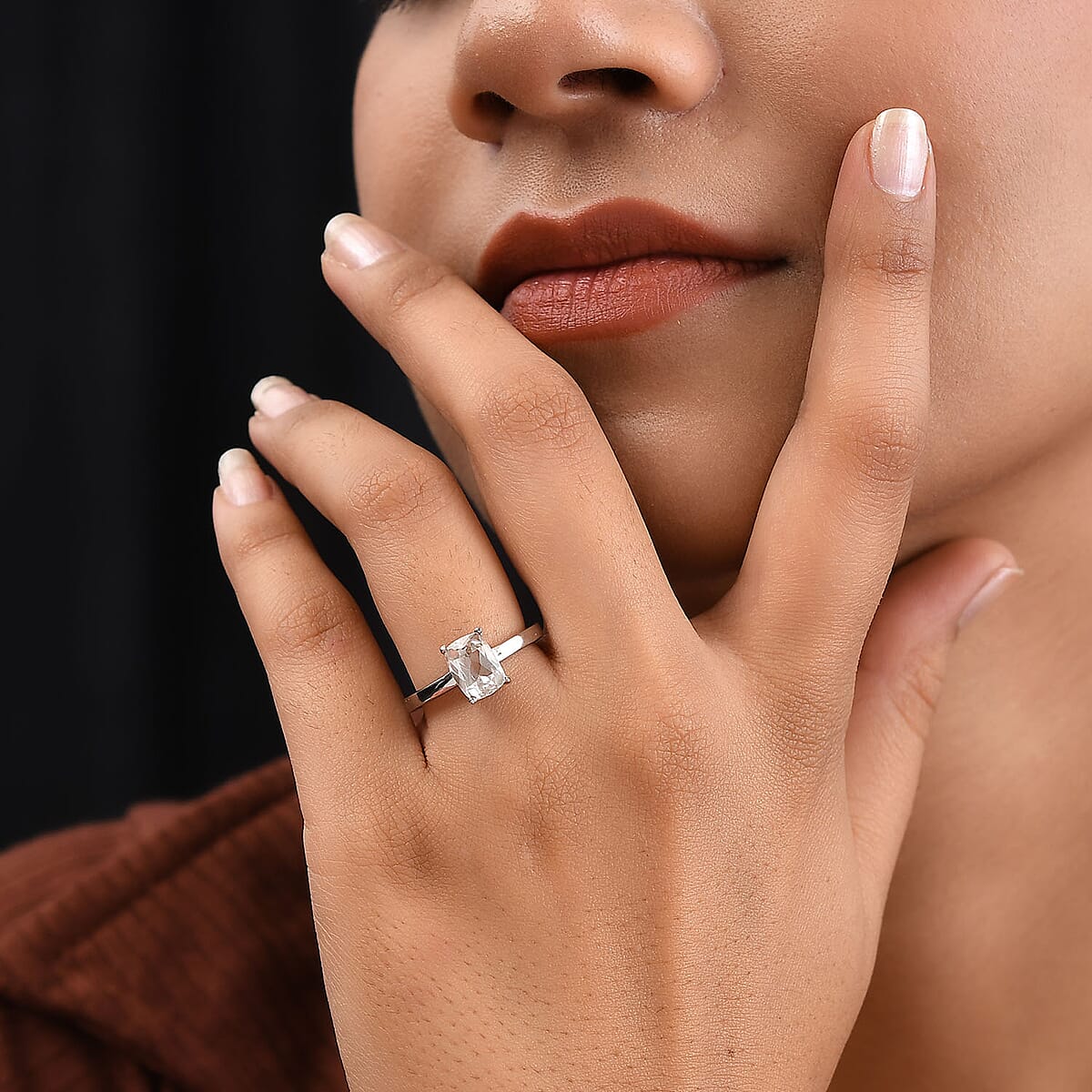 Lab Created White Sapphire Solitaire Ring in Stainless Steel (Size 6.0) image number 3