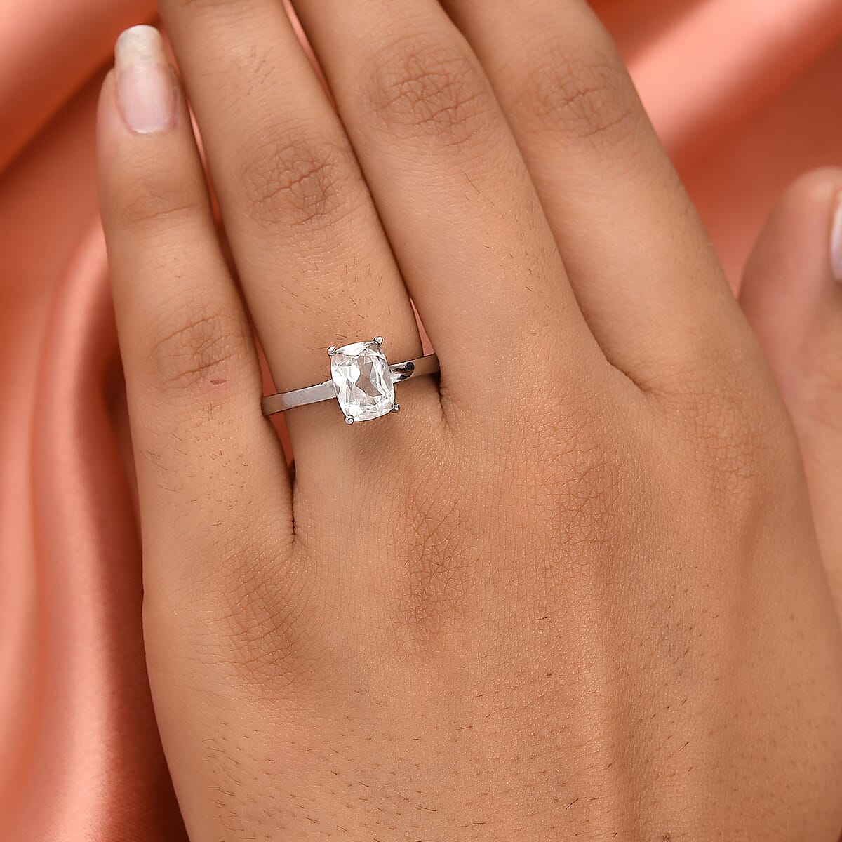 Lab Created White Sapphire Solitaire Ring in Stainless Steel (Size 6.0) image number 4