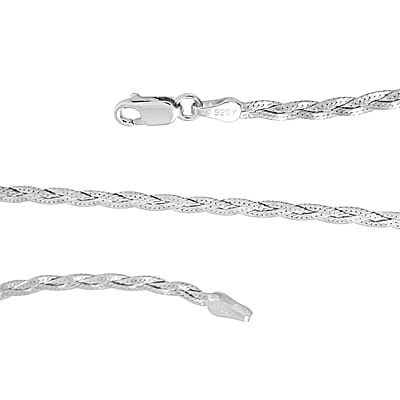 Braided Flat Chain Necklace in Sterling Silver, Silver Braided Necklace, Gifts For Women 20 Inches