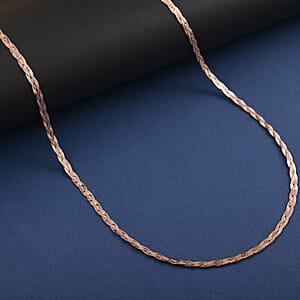 Braided Flat Chain Necklace in 14K Rose Gold Plated Sterling Silver, Silver Braided Necklace, Gifts For Women 20 Inches