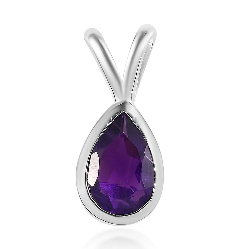 Amethyst Solitaire Pendant in Sterling Silver 0.75 ctw