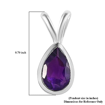 Amethyst Solitaire Pendant in Sterling Silver 0.75 ctw