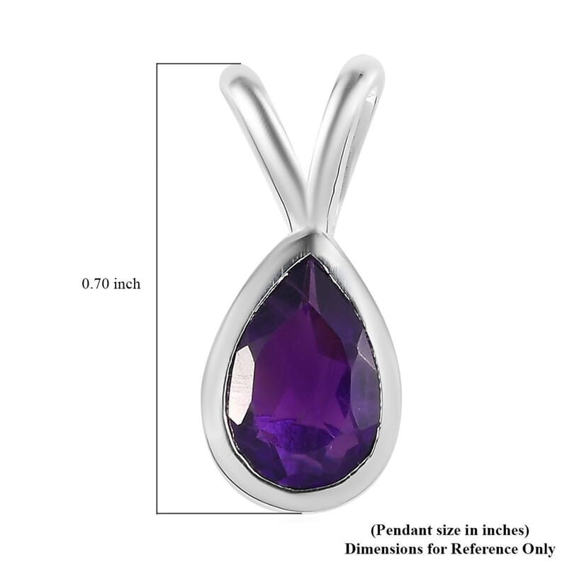 Amethyst Solitaire Pendant in Sterling Silver 0.75 ctw