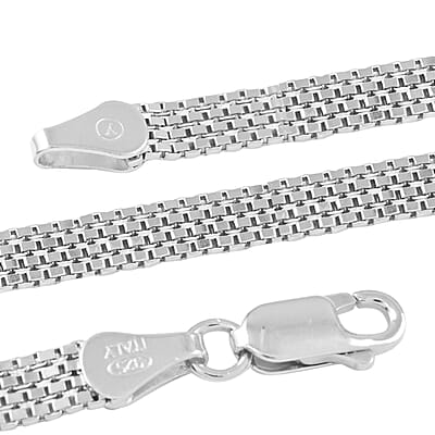 Italian Sterling Silver 4.55mm Flat Bismark Link Necklace 20 Inches 14.10 Grams