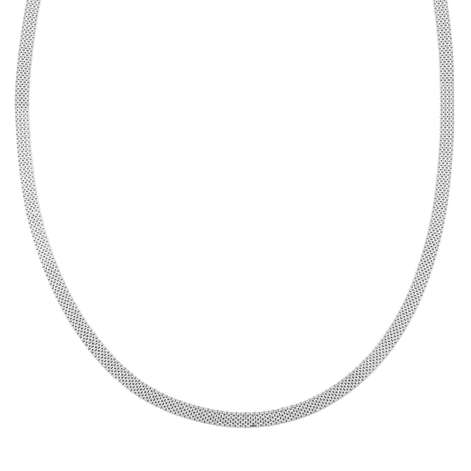 Italian Sterling Silver 4.55mm Flat Bismark Link Necklace 20 Inches 14.10 Grams