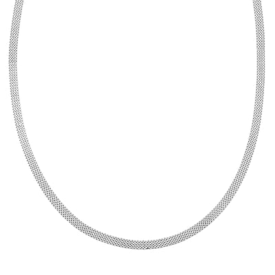 Italian Sterling Silver 4.55mm Flat Bismark Link Necklace 20 Inches 14.10 Grams