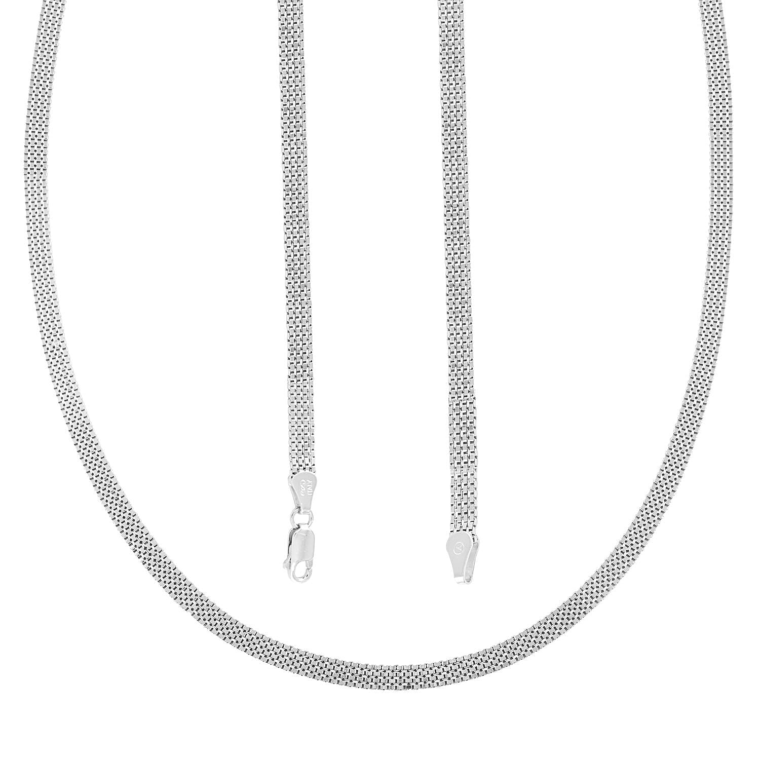 Italian Sterling Silver 4.55mm Flat Bismark Link Necklace 20 Inches 14.10 Grams