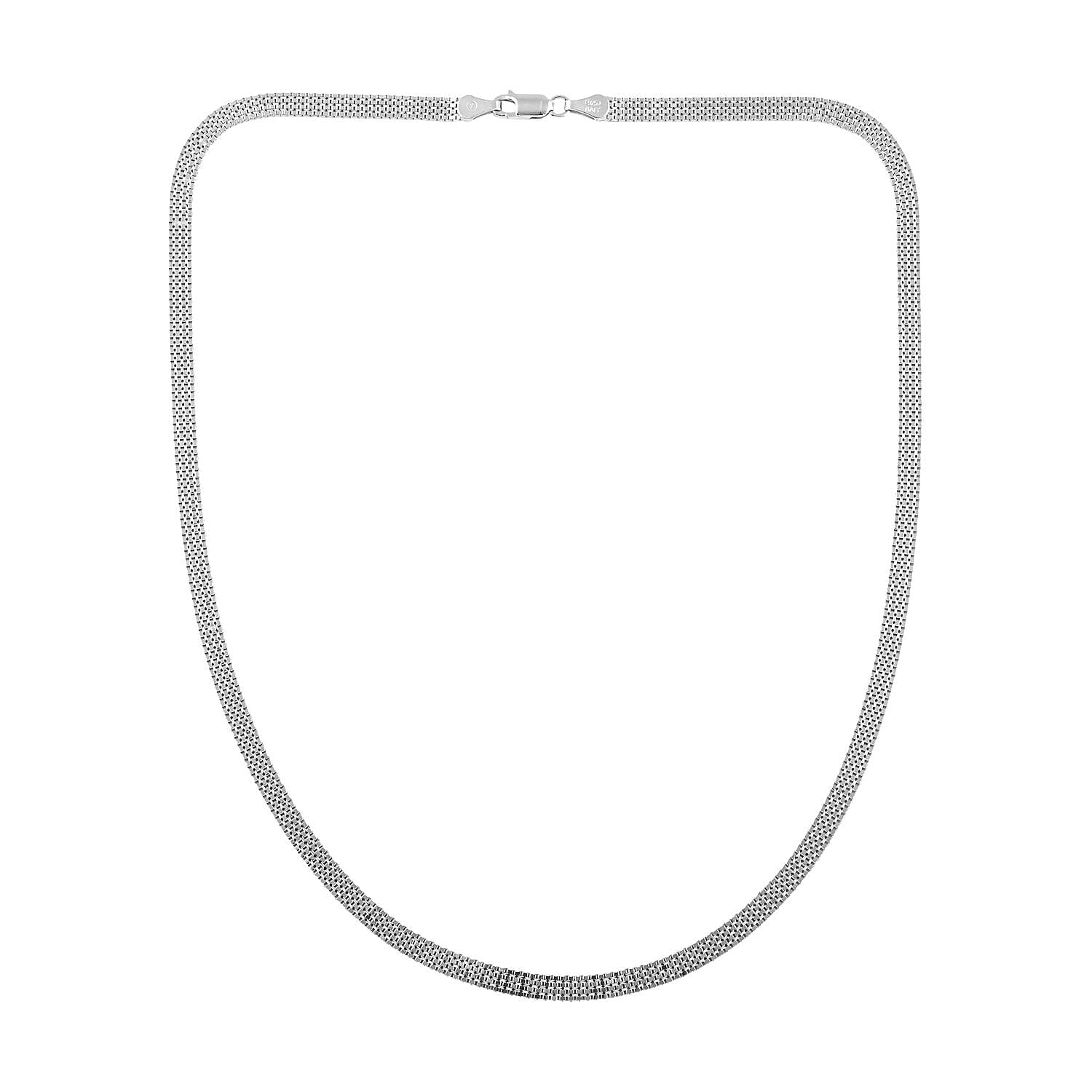Italian Sterling Silver 4.55mm Flat Bismark Link Necklace 20 Inches 14.10 Grams