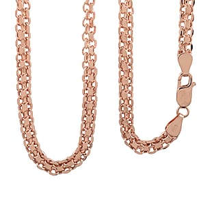 14K Rose Gold Over Sterling Silver 5mm Double Strand Rolo Necklace 20 Inches 10.40 Grams