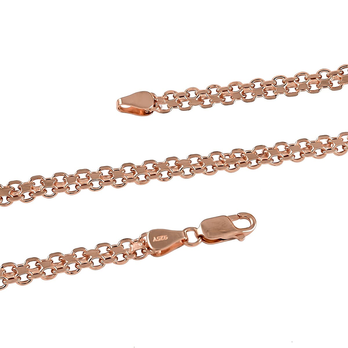 14K Rose Gold Over Sterling Silver 5mm Double Strand Rolo Necklace 20 Inches 10.40 Grams image number 2