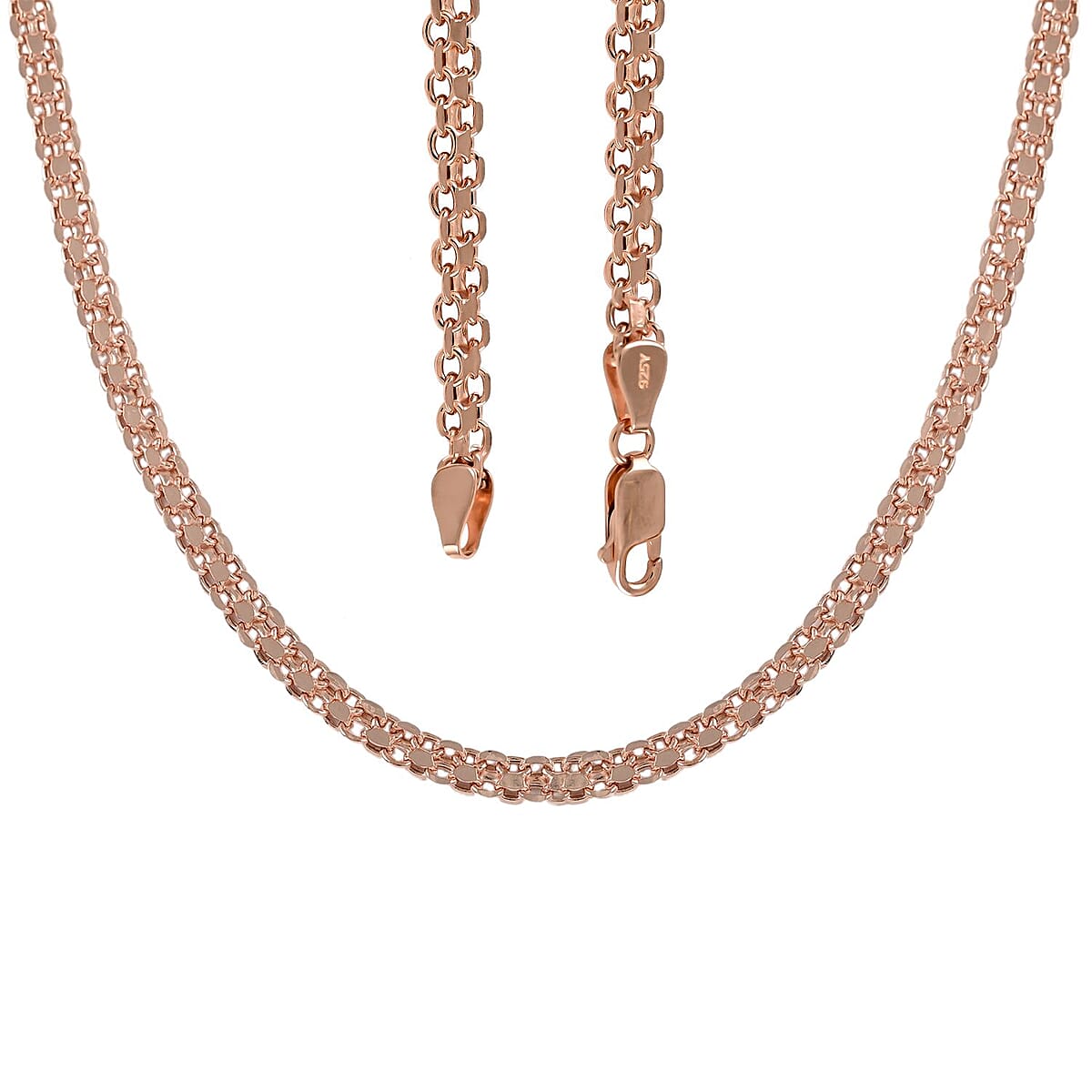 14K Rose Gold Over Sterling Silver 5mm Double Strand Rolo Necklace 20 Inches 10.40 Grams image number 4