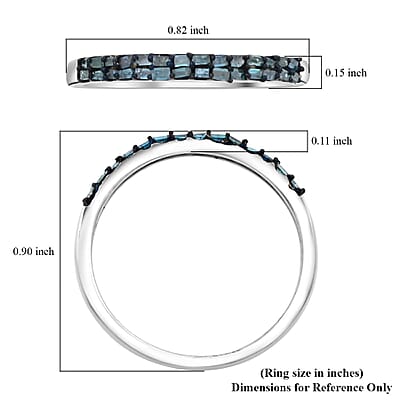 Blue Diamond and White Diamond Stackable Ring in Rhodium and Platinum Over Sterling Silver (Size 8.0) 1.00 ctw