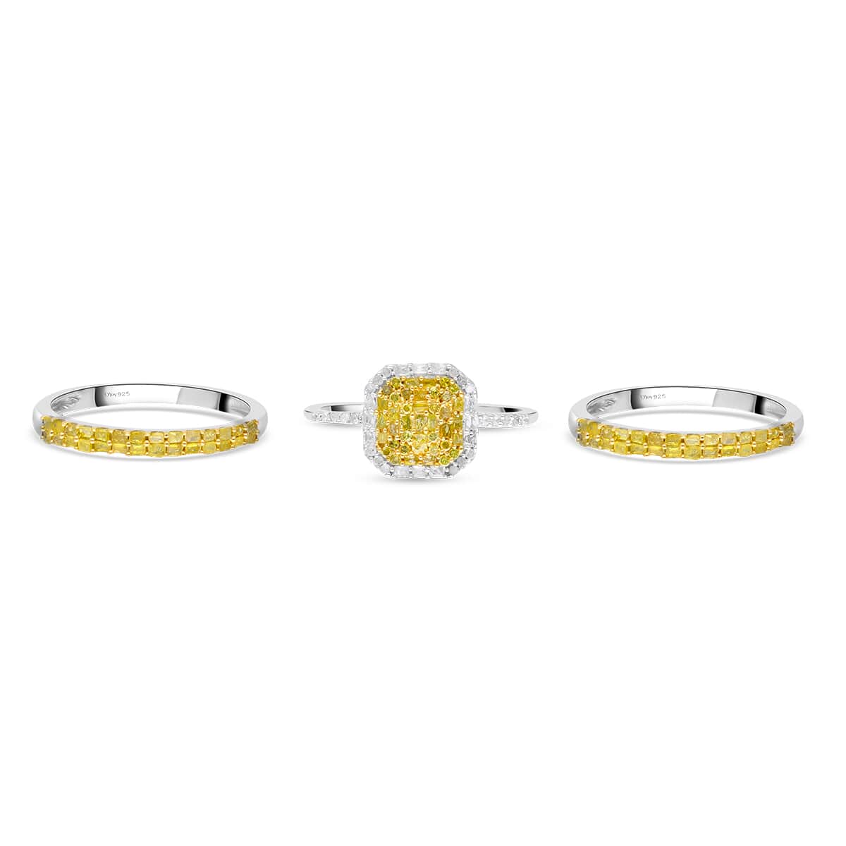 Doorbuster Yellow Diamond (IR), Diamond Ring in Platinum Over Sterling Silver (Size 8.0) 1.00 ctw image number 0