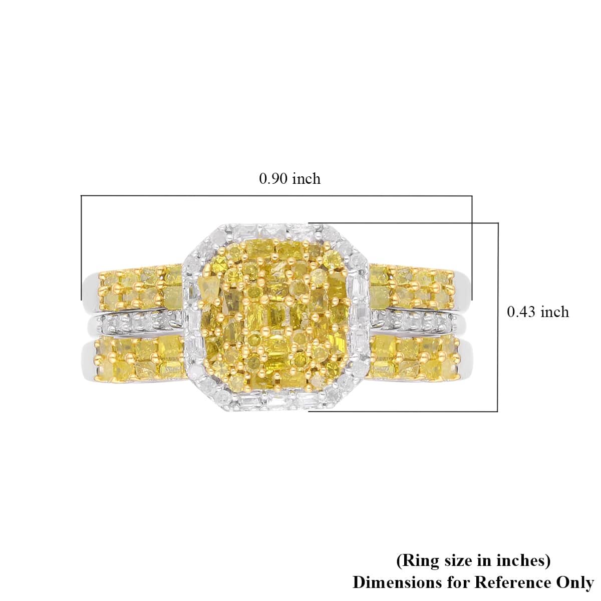 Doorbuster Yellow Diamond (IR), Diamond Ring in Platinum Over Sterling Silver (Size 8.0) 1.00 ctw image number 5
