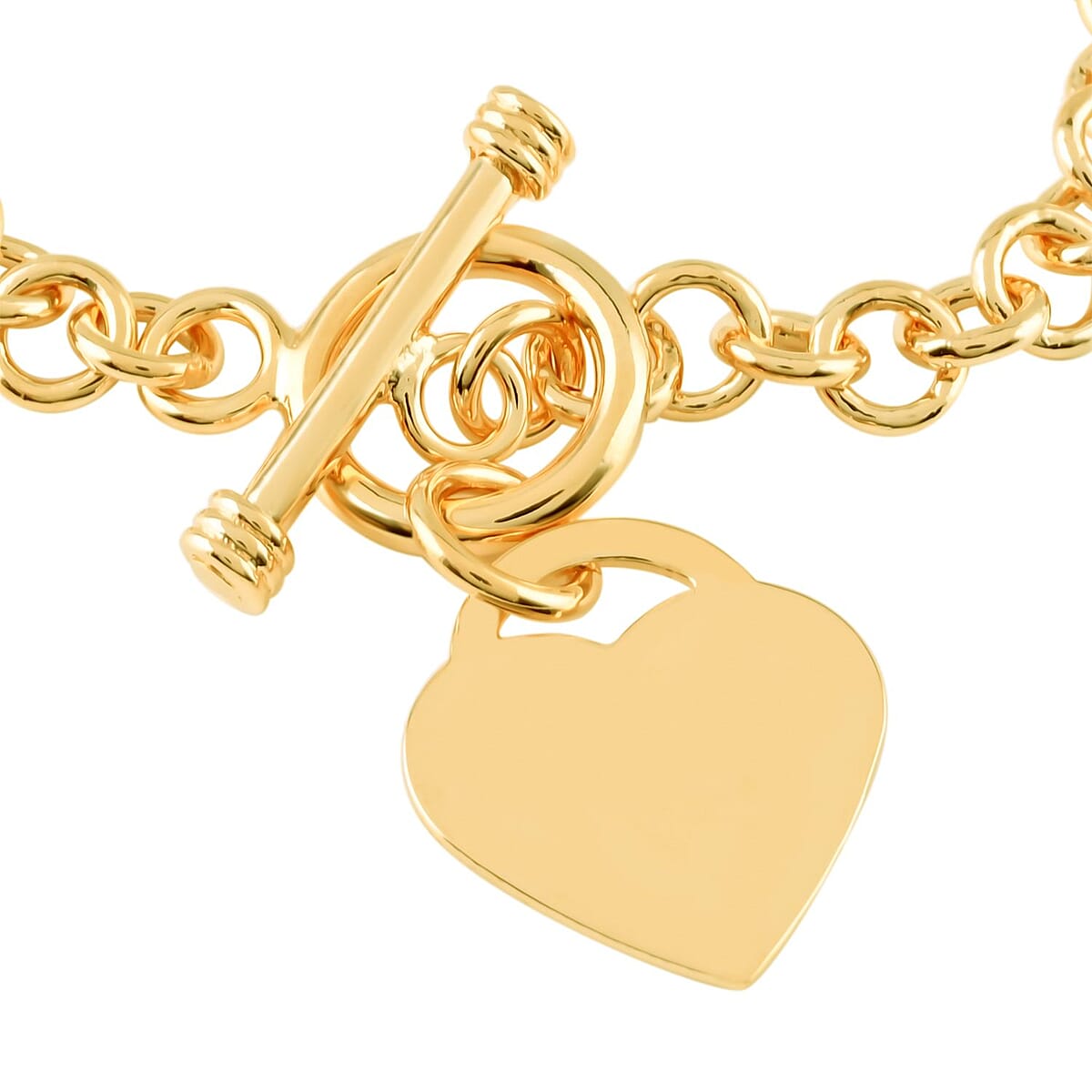 Toggle Heart Charm Bracelet in Goldtone (7.50 In) image number 2