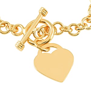 Toggle Heart Charm Bracelet in Goldtone (7.50 In)