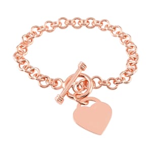 Toggle Heart Charm Bracelet in Rosetone (7.50 In)