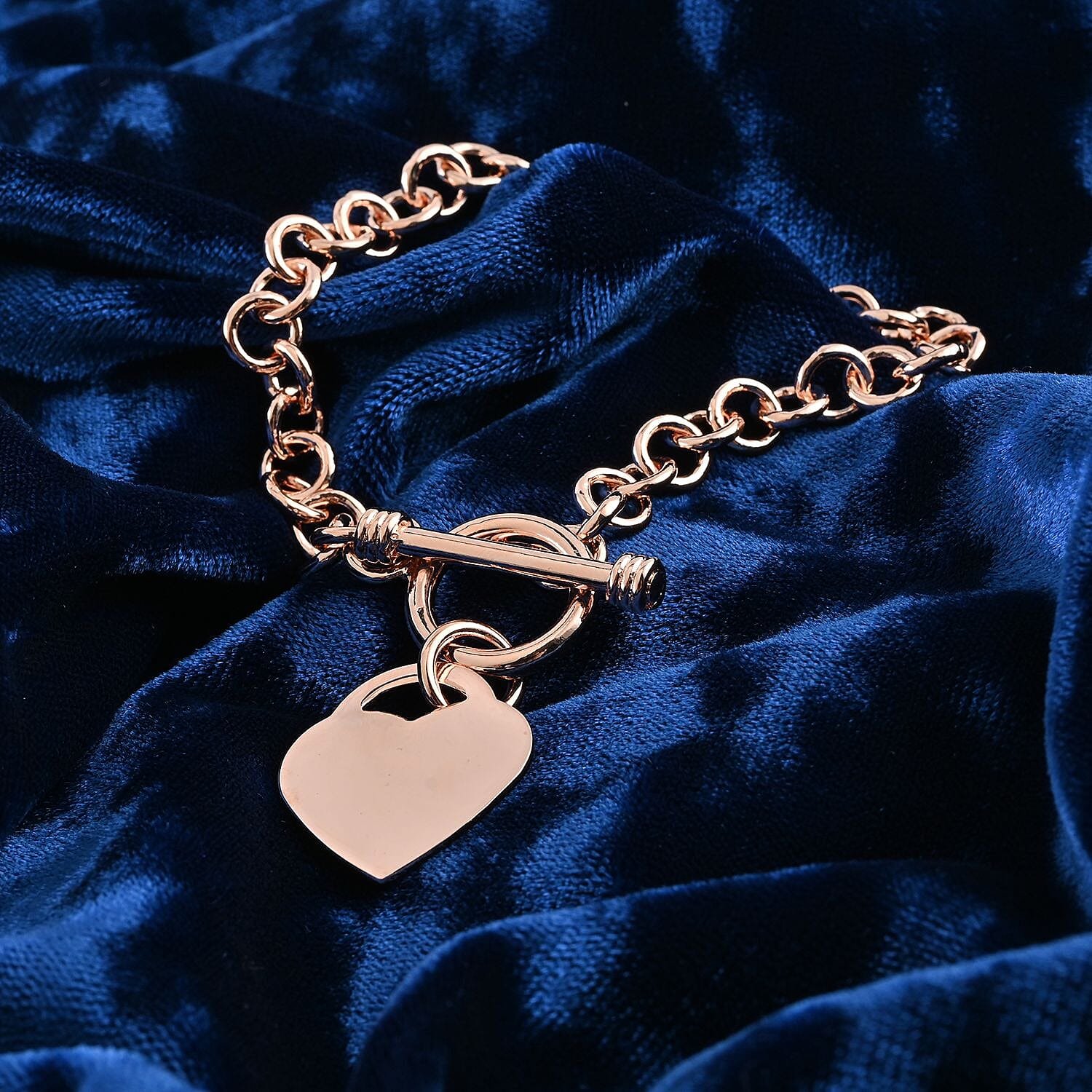 Toggle Heart Charm Bracelet in Rosetone (7.50 In)