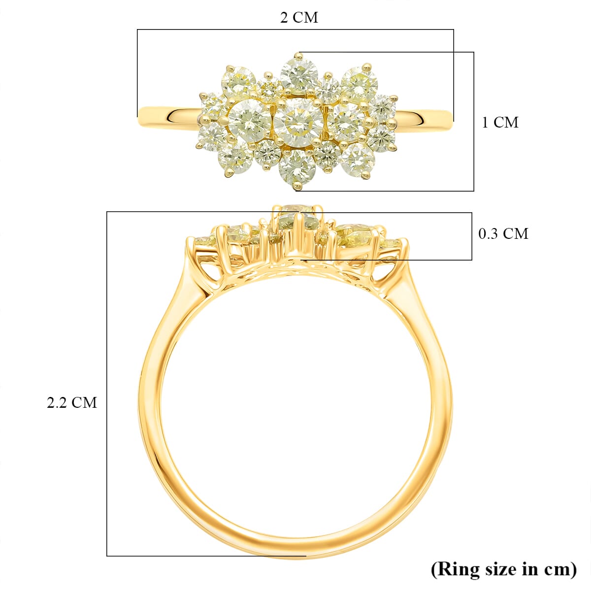 Luxoro Natural Yellow Diamond SI 1.00 ctw Ring in 14K Yellow Gold (Size 8.0) image number 5
