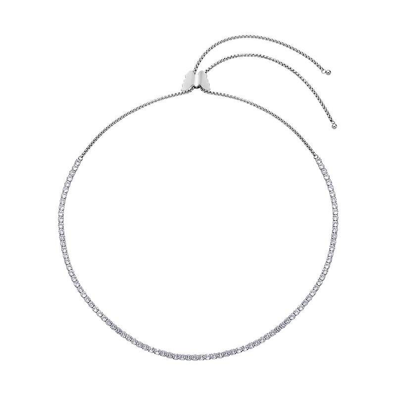 Simulated Diamond Multi-Wear Butterfly Slider Bolo Tennis Necklace (15-33 Inches) in Stainless Steel 45.00 ctw , Tarnish-Free, Waterproof, Sweat Proof Jewelry