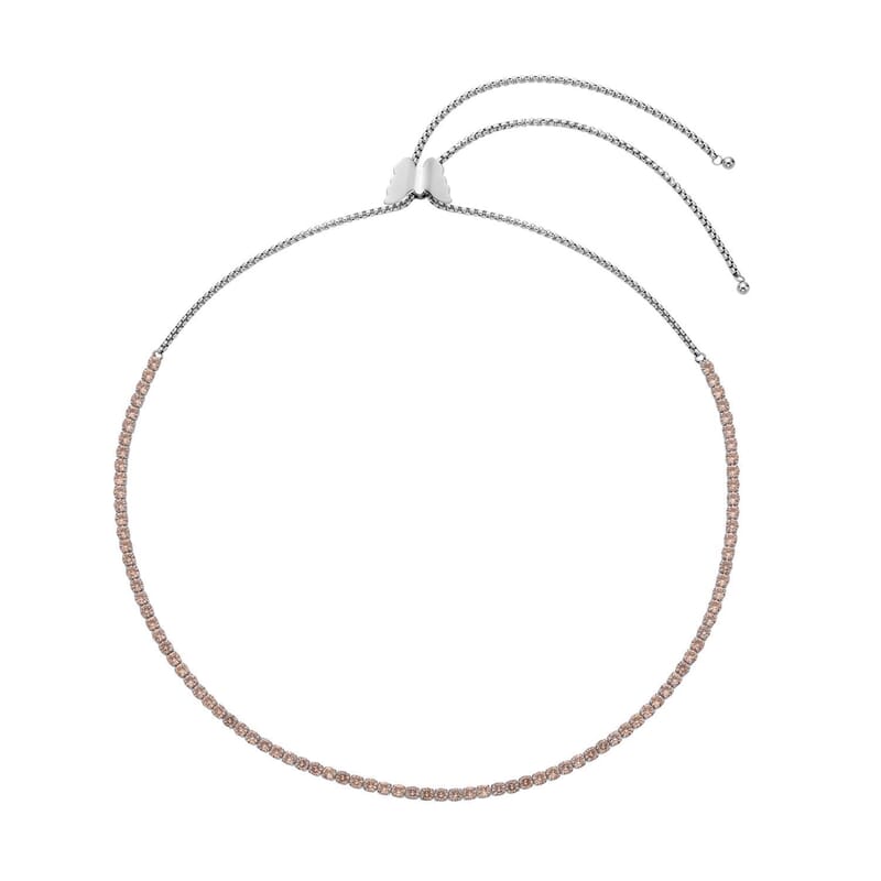 Simulated Champagne Diamond Multi-Wear Butterfly Slider Bolo Tennis Necklace (15-33 Inches) in Stainless Steel 45.00 ctw , Tarnish-Free, Waterproof, Sweat Proof Jewelry