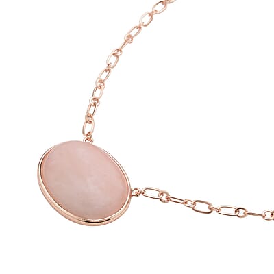 Galilea Rose Quartz Flat Link Chain Necklace 20-22 Inches in Goldtone 150.00 ctw