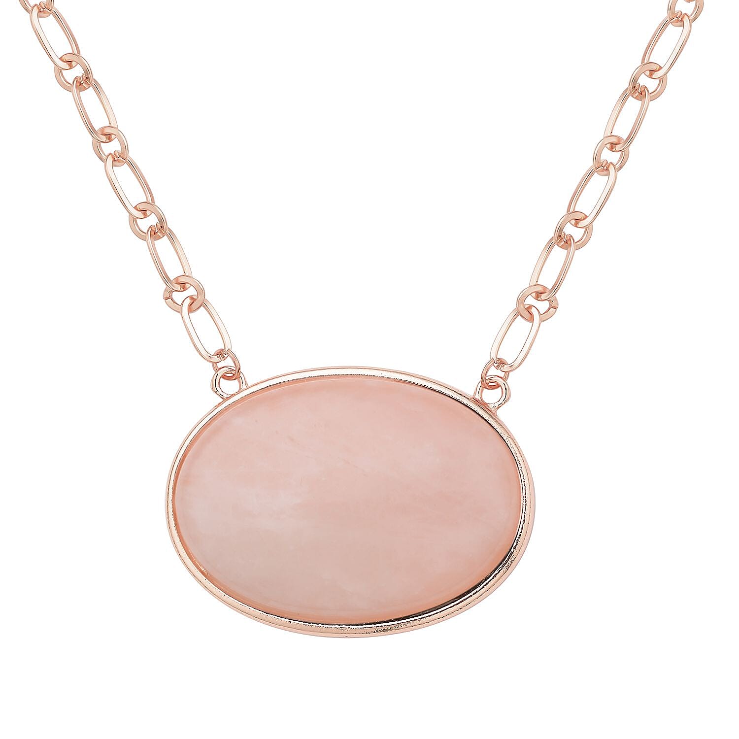 Galilea Rose Quartz Flat Link Chain Necklace 20-22 Inches in Goldtone 150.00 ctw