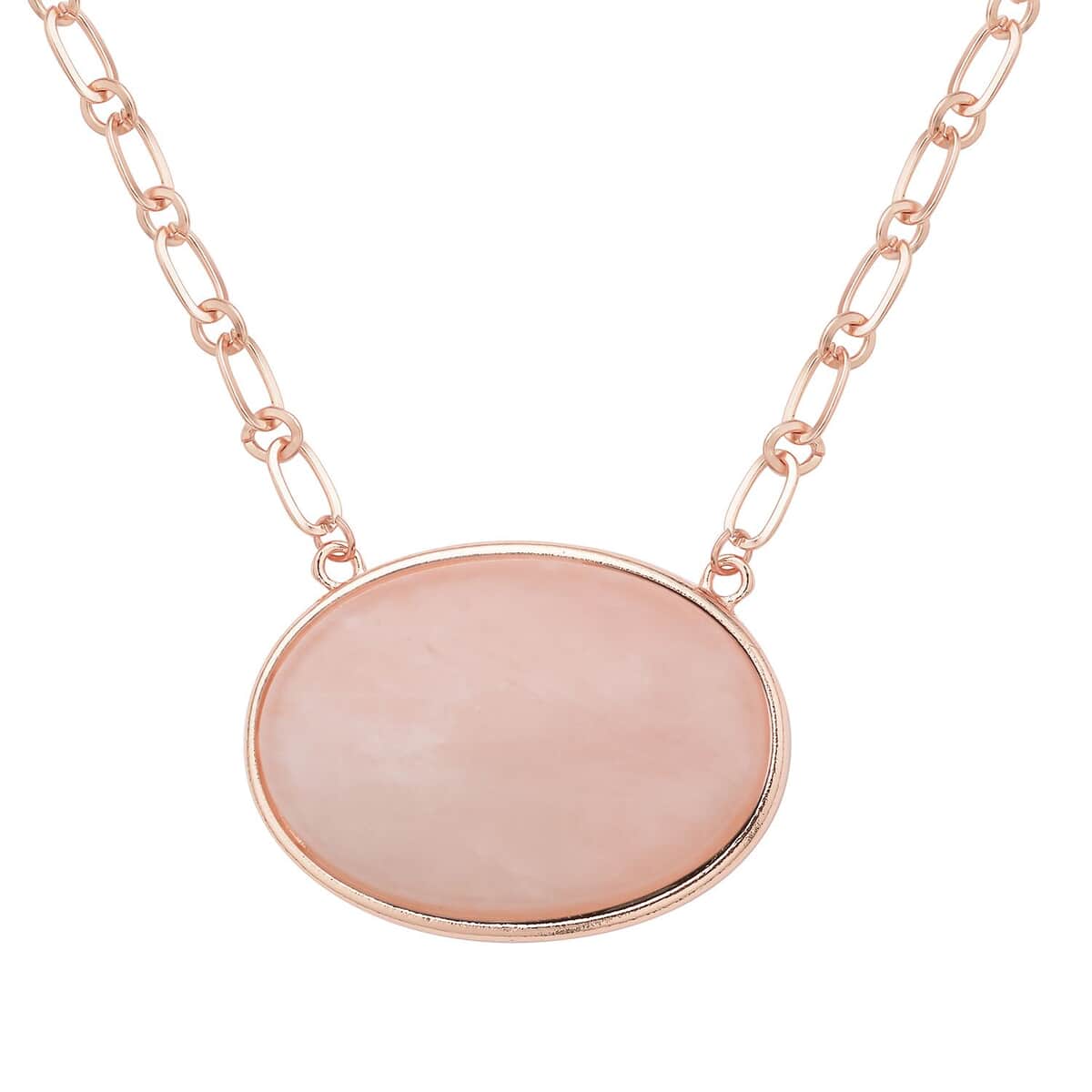 Doorbuster Galilea Rose Quartz Flat Link Chain Necklace 20-22 Inches in Goldtone 150.00 ctw image number 3