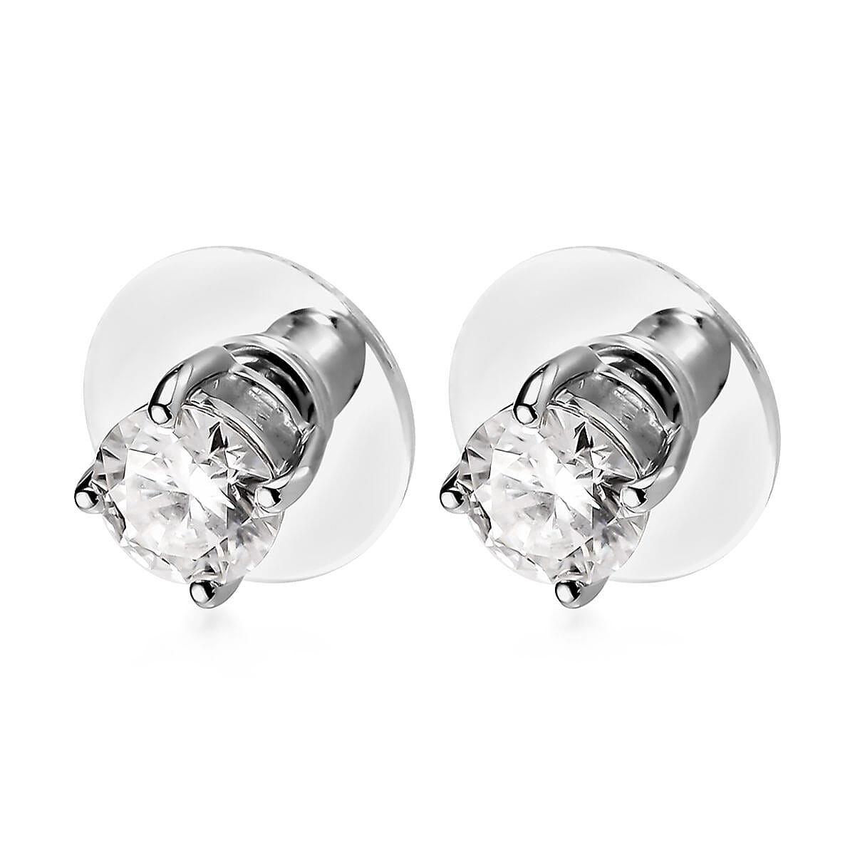 Moissanite Solitaire Stud Earrings in Platinum Over Sterling Silver 1.85 ctw image number 3