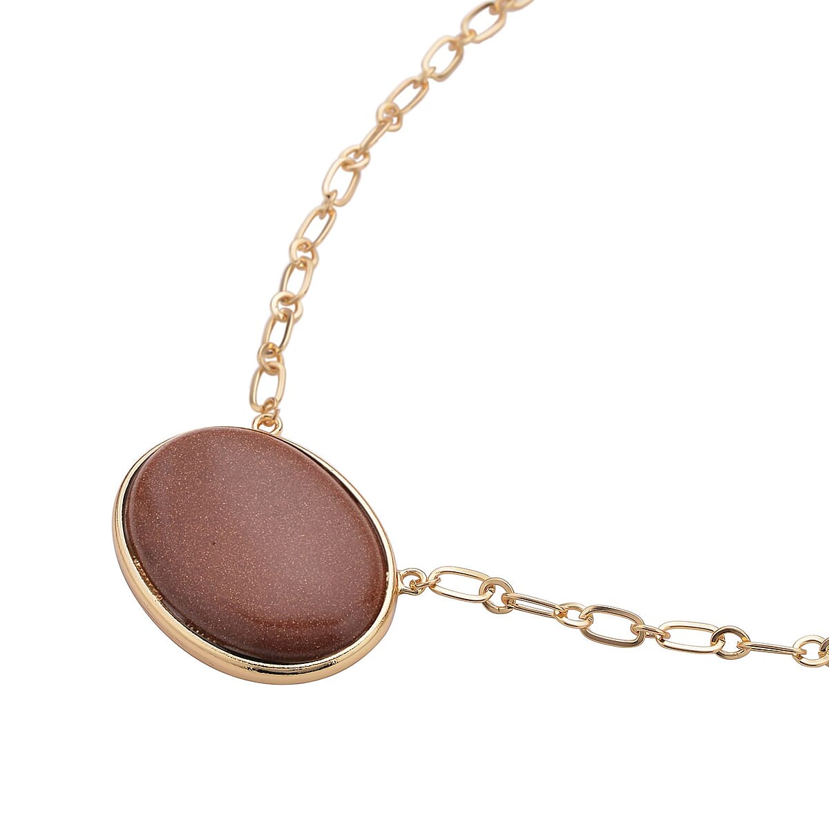 Gold Sandstone Flat Link Chain Necklace 20-22 Inches in Goldtone 150.00 ctw image number 2