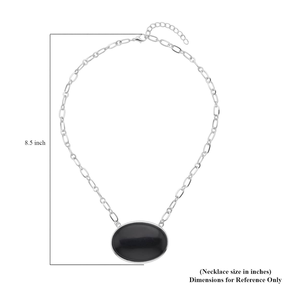 Black Obsidian Flat Link Chain Necklace 20-22 Inches in Silvertone 150.00 ctw image number 4