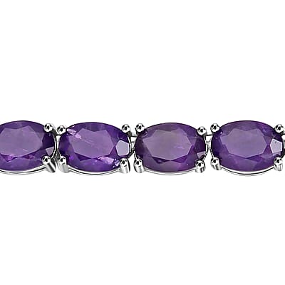 Amethyst Bracelet in Rhodium Over Sterling Silver, Tennis Bracelet, Silver Tennis, Gifts For Her (6.50 In) 14.25 ctw