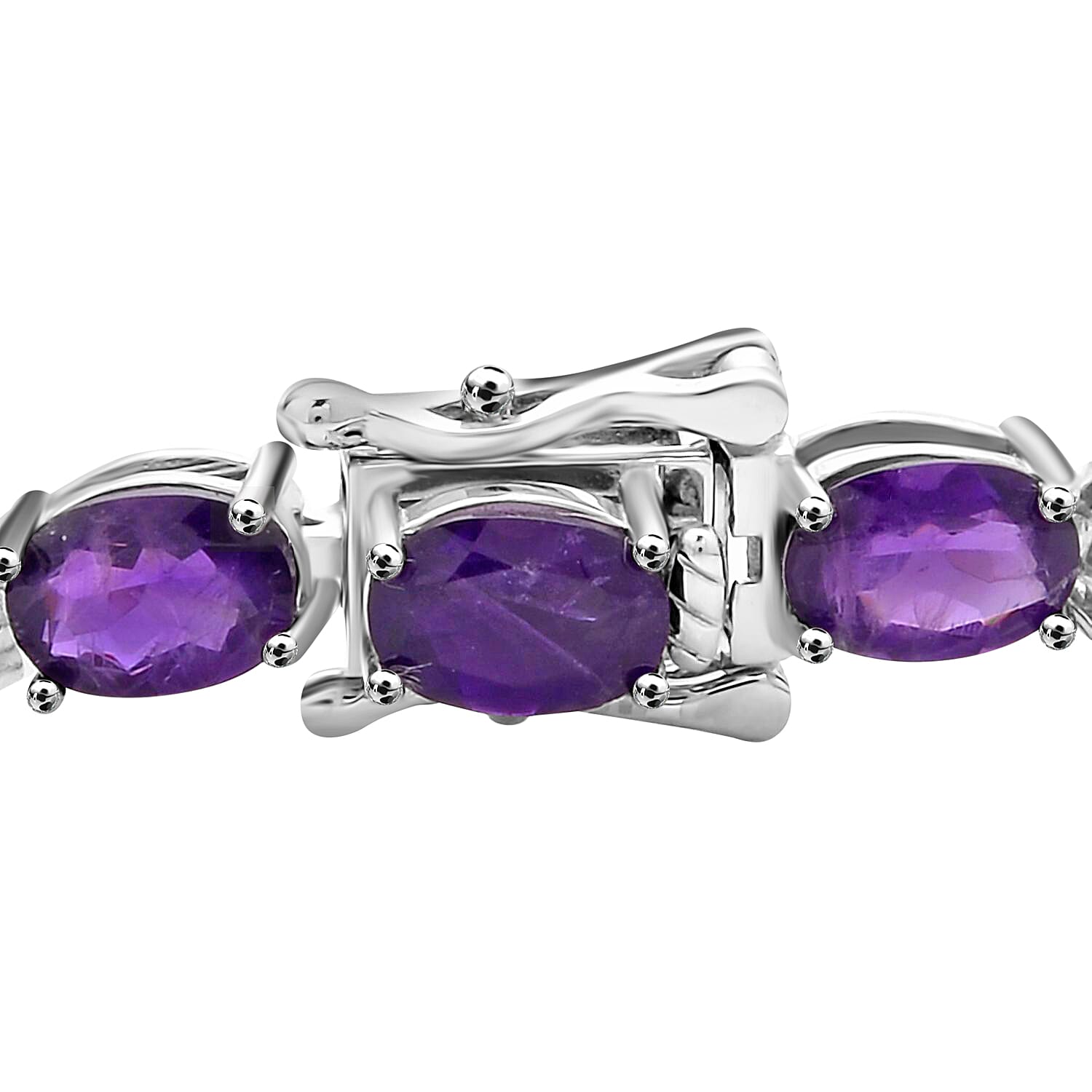 Amethyst Bracelet in Rhodium Over Sterling Silver, Tennis Bracelet, Silver Tennis, Gifts For Her (6.50 In) 14.25 ctw