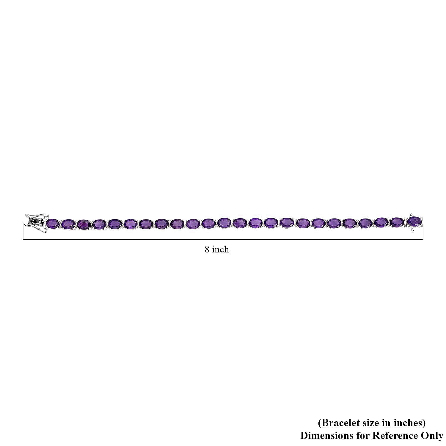 Amethyst Bracelet in Rhodium Over Sterling Silver, Tennis Bracelet, Silver Tennis, Gifts For Her (6.50 In) 14.25 ctw